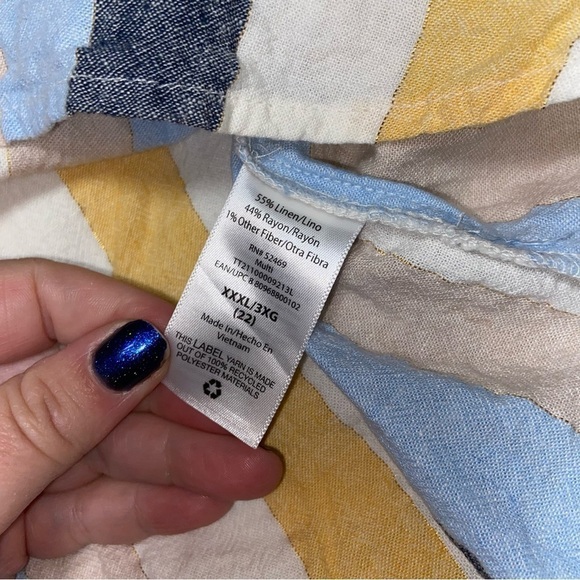 Time & Tru Striped Linen Blend Dress Plus Size xxxl 22 3XL - Picture 3 of 6